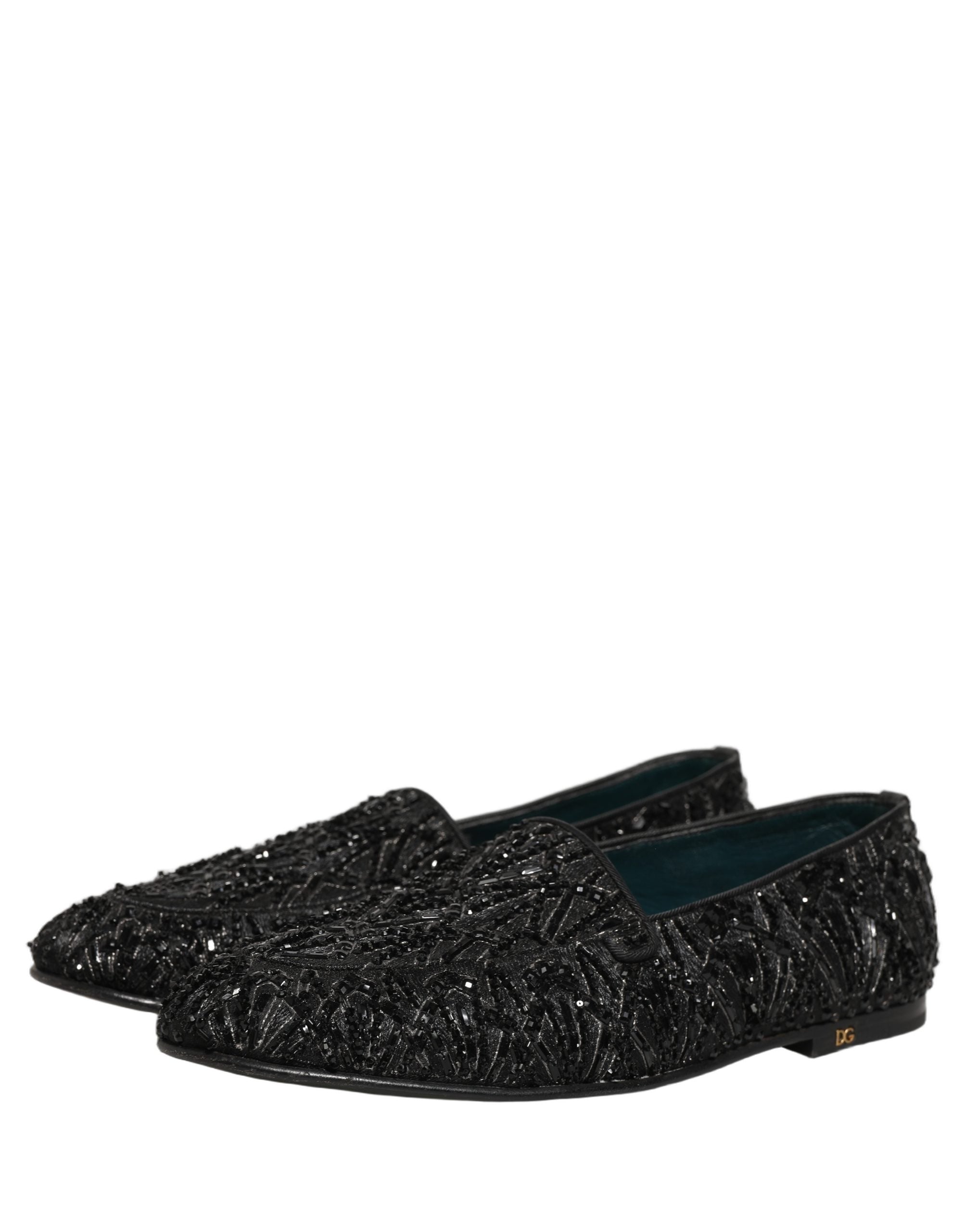 Zapatos Mocasín Dolce & Gabbana de Terciopelo Negro Bordados