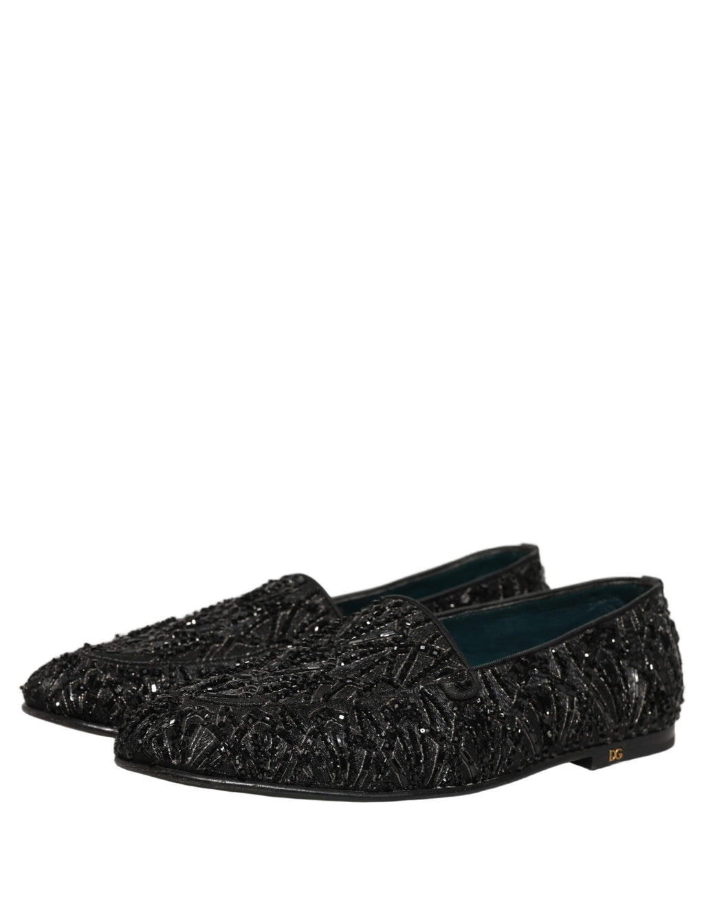 Chaussures Loafers Dolce & Gabbana en Velours Noir Brodé