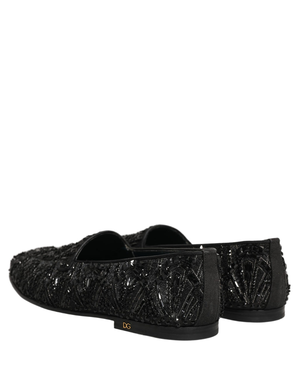 Chaussures Loafers Dolce & Gabbana en Velours Noir Brodé