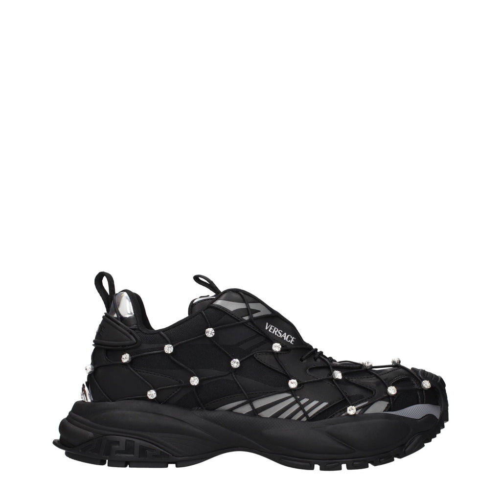 Versace Black Fabric Chunky Sneakers