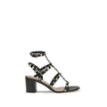 Valentino Garavani Black Calf Leather Bos Taurus Stiletto Heel Sandals