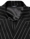 Dolce & Gabbana Black Stripes Wool Double Breasted Jacket