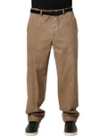 Domenico Tagliente Beige Cotton Straight Leg Men Trouser Pants