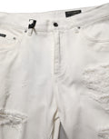 Dolce & Gabbana White Cotton Distressed Straight Denim Jeans