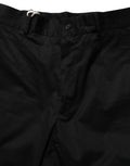 Dolce & Gabbana Black Cotton Tapered Leg Dress Trouser Pants