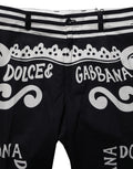 Dolce & Gabbana Black Cotton Poplin MarinaPrint Trouser Pants