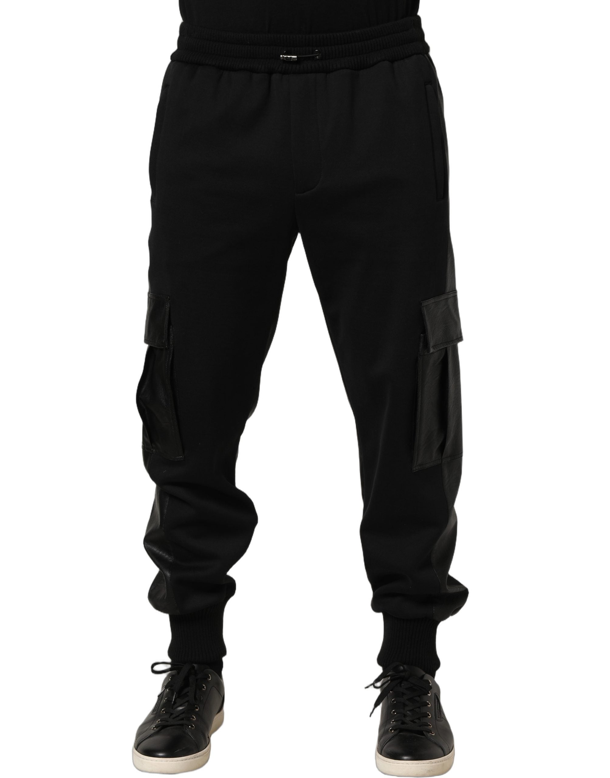 Dolce & Gabbana Pantalones de chándal cargo negros de talle medio