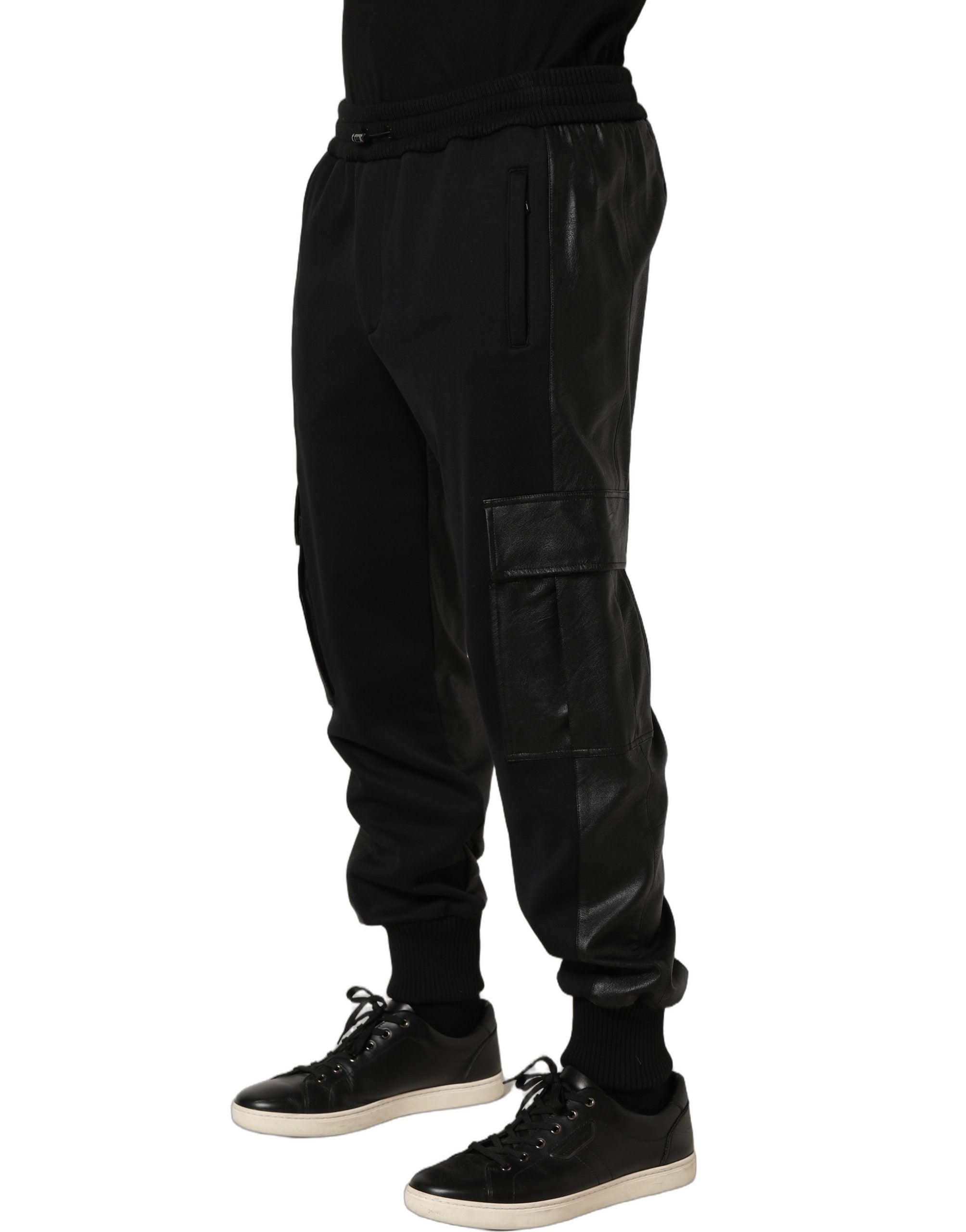 Dolce & Gabbana Pantalones de chándal cargo negros de talle medio