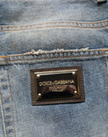 Pantalones vaqueros rectos de algodón azul desgastados Dolce & Gabbana