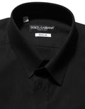 Dolce & Gabbana Black Cotton Stretch GOLD Fit Dress Shirt