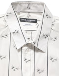 Dolce & Gabbana White Bee Print Cotton GOLD Fit Dress Shirt