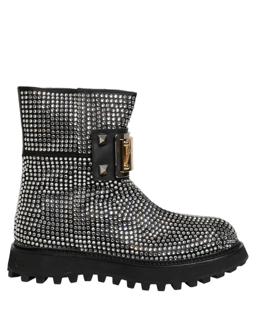 Botines cortos negros con adornos de cristal Dolce & Gabbana