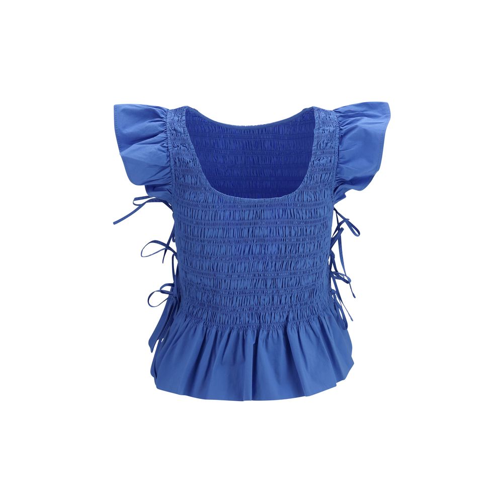 Blusa Ganni de algodón azul