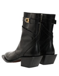 Botas de media caña de cuero negro Dolce & Gabbana con placa DG