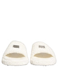 Dolce & Gabbana White Faux Fur Flats Men Slides Sandals Shoes