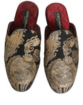 Dolce & Gabbana Zapatos Planos Sandalias Jacquard Floral Negro para Hombre