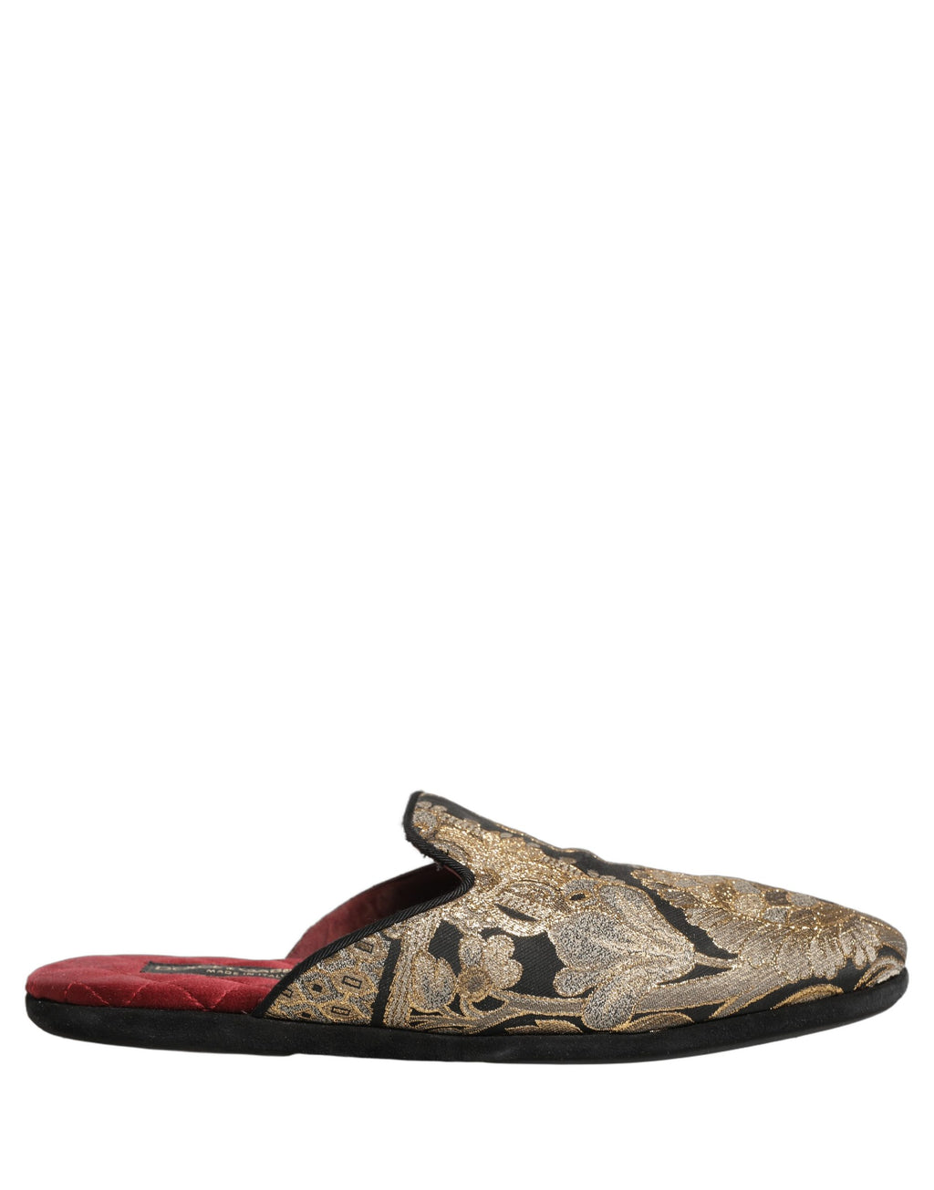 Dolce & Gabbana Zapatos Planos Sandalias Jacquard Floral Negro para Hombre