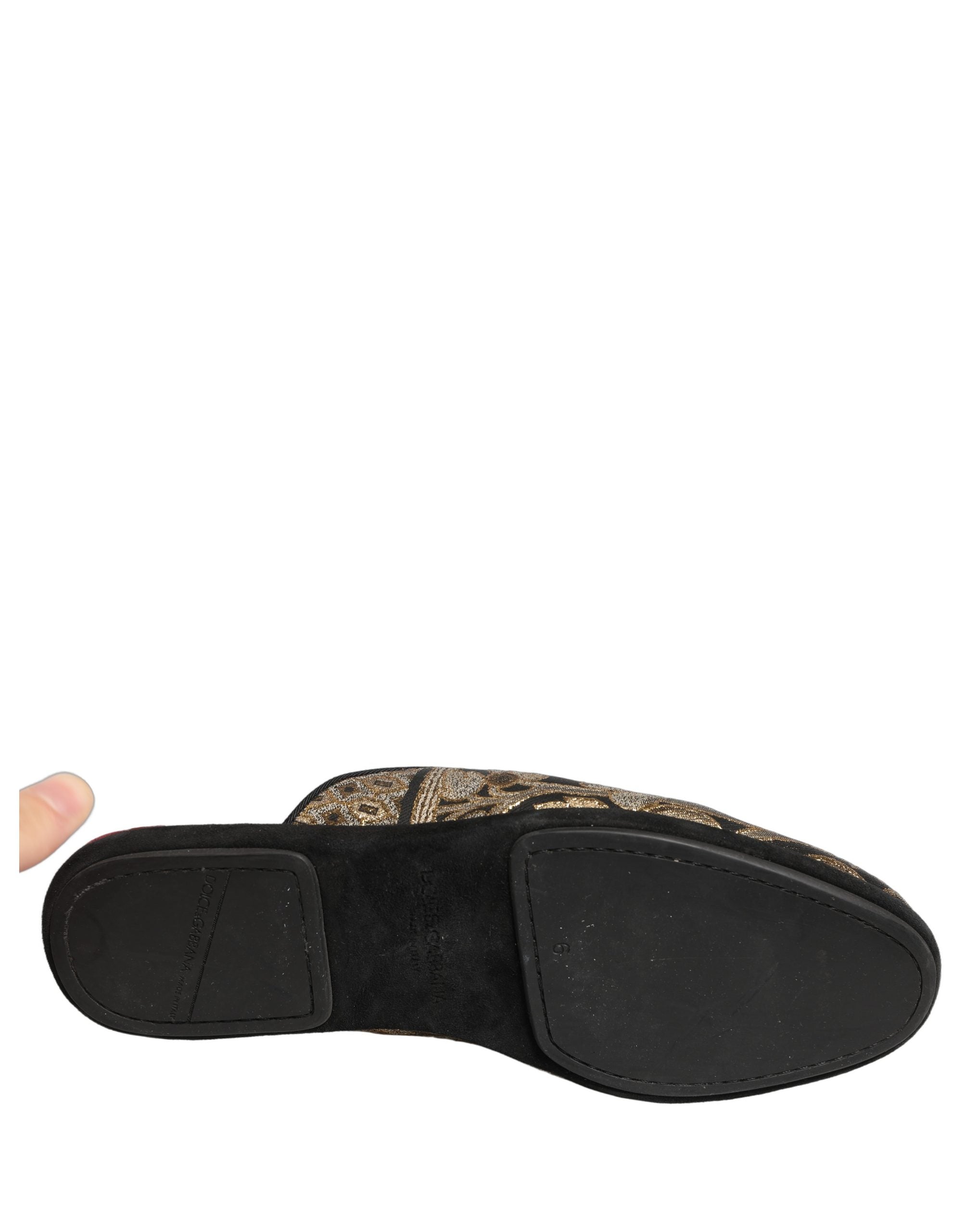 Dolce & Gabbana Zapatos Planos Sandalias Jacquard Floral Negro para Hombre