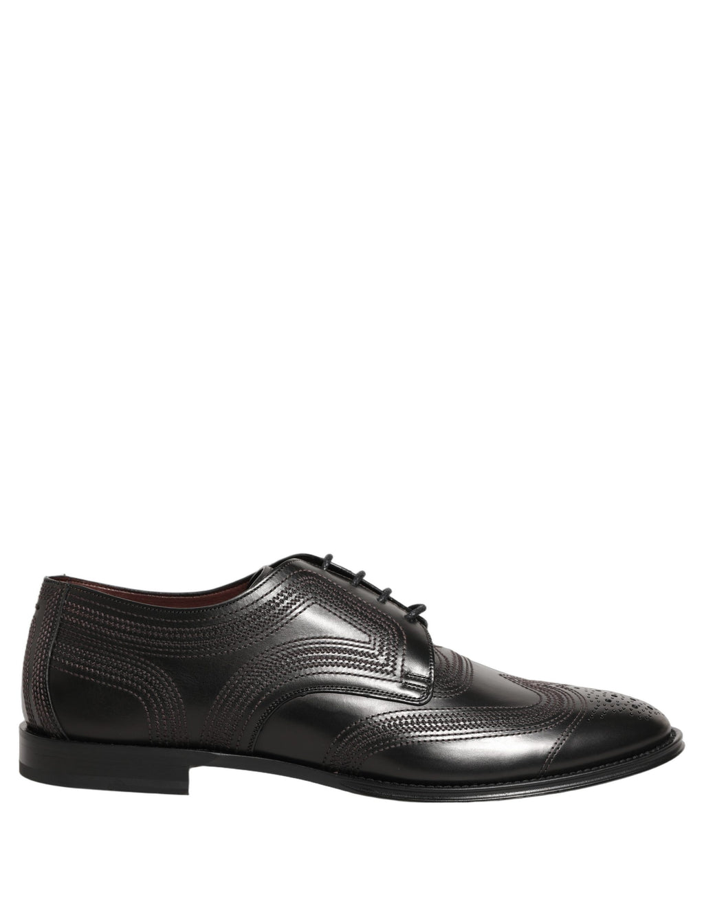 Chaussures de ville Richelieu en cuir brodé noir Dolce & Gabbana