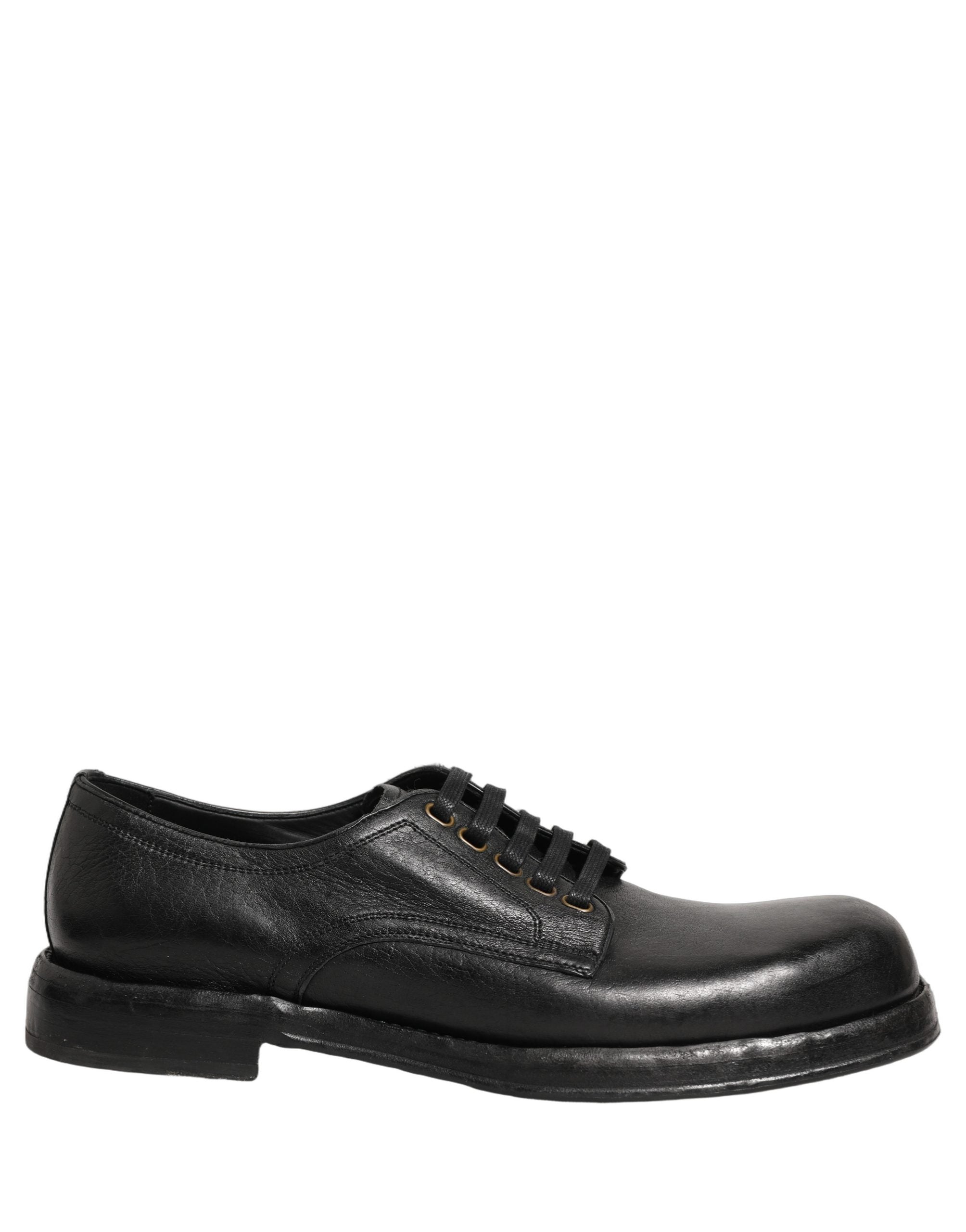 Zapatos de Vestir Derby de Cordones de Cuero Negro para Hombre Dolce & Gabbana