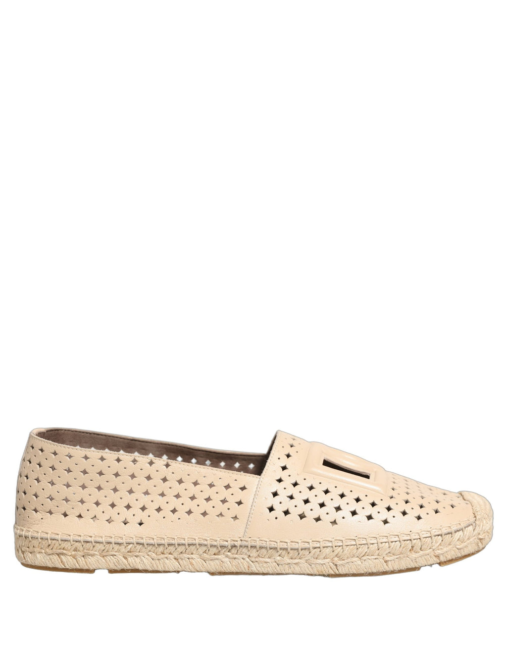 Zapatos alpargatas de cuero beige con logo calado Dolce & Gabbana