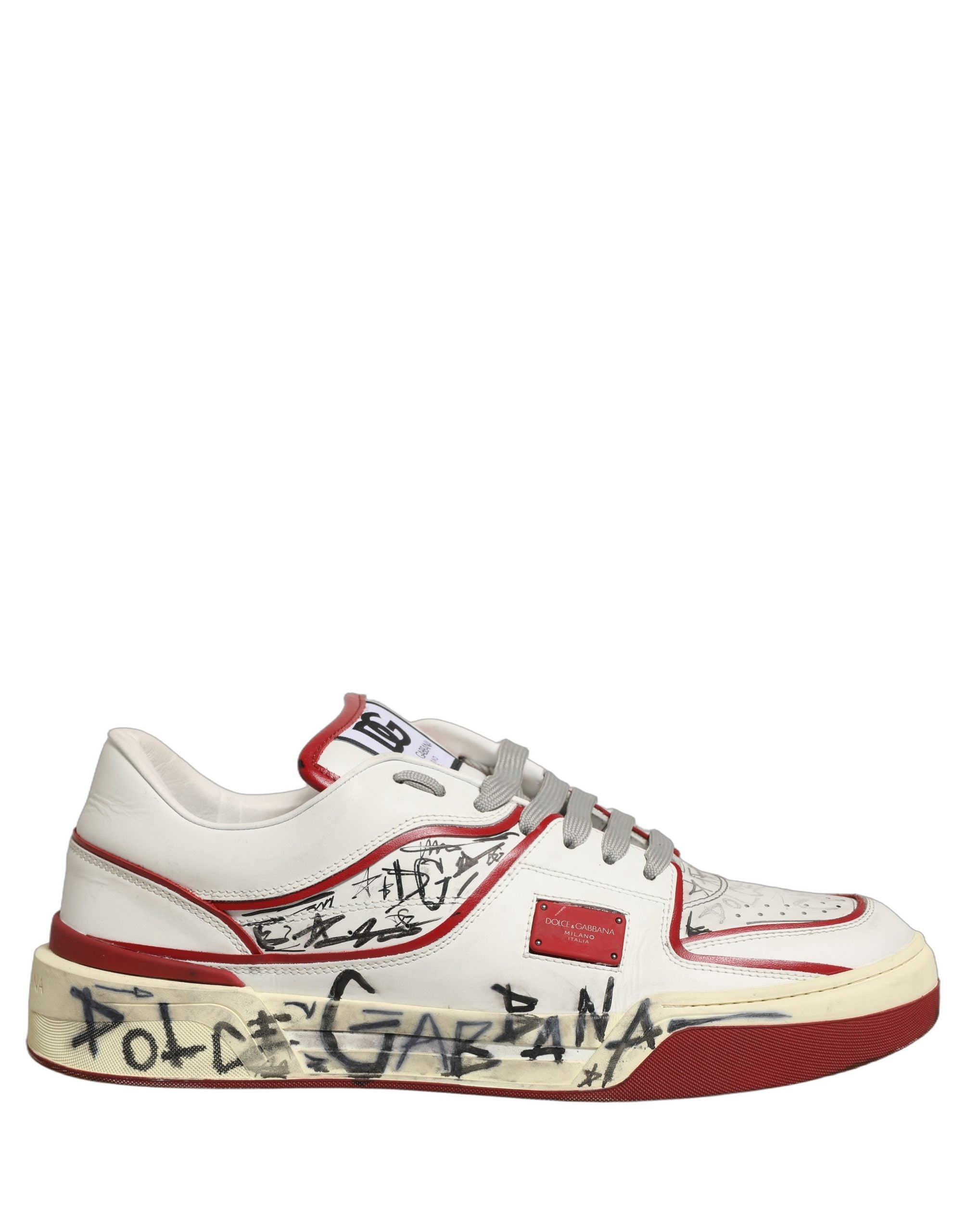 Zapatillas Dolce & Gabbana blancas y rojas New Roma Graffiti