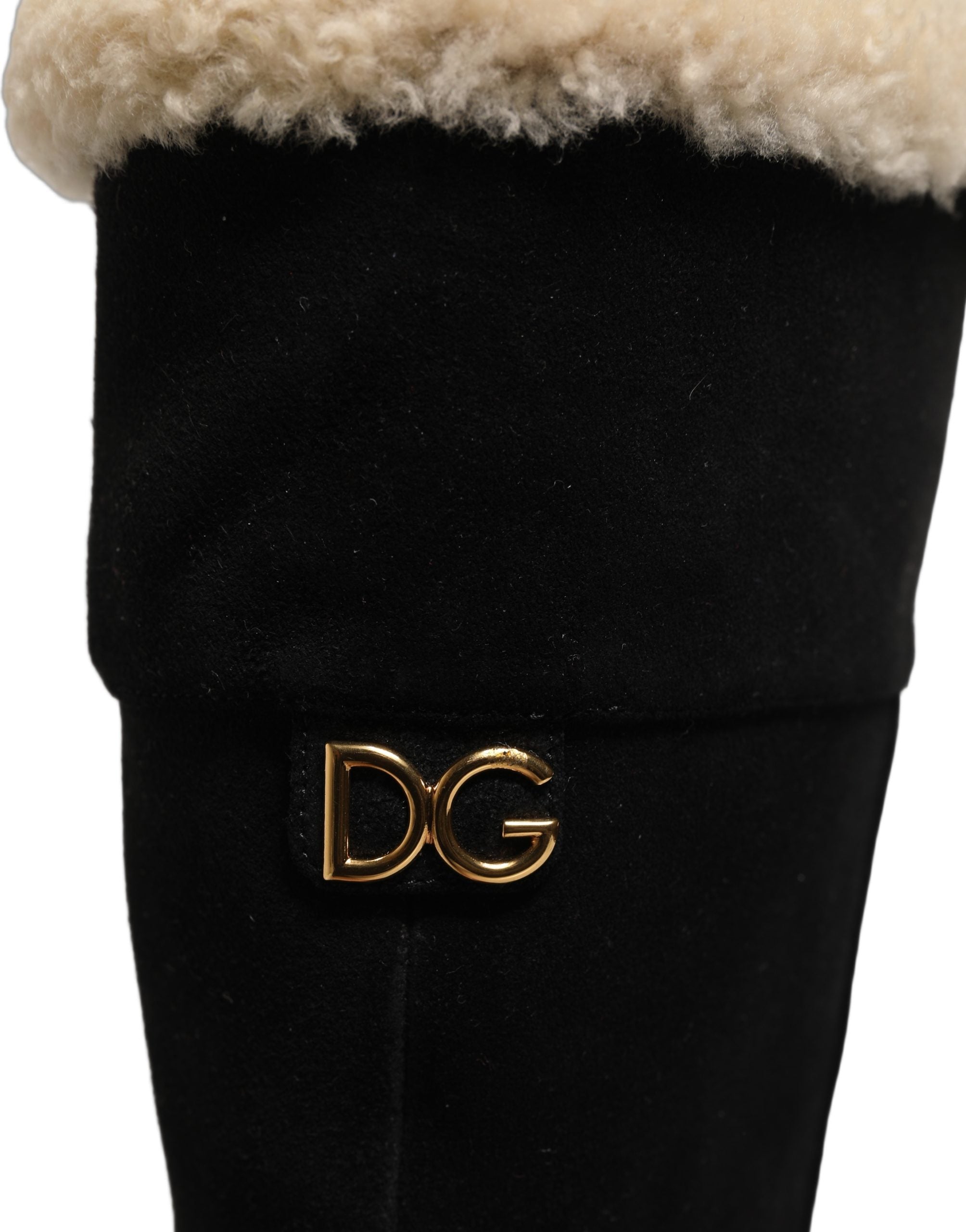 Dolce & Gabbana Botas Altas de Rodilla de Cuero y Ante Negro