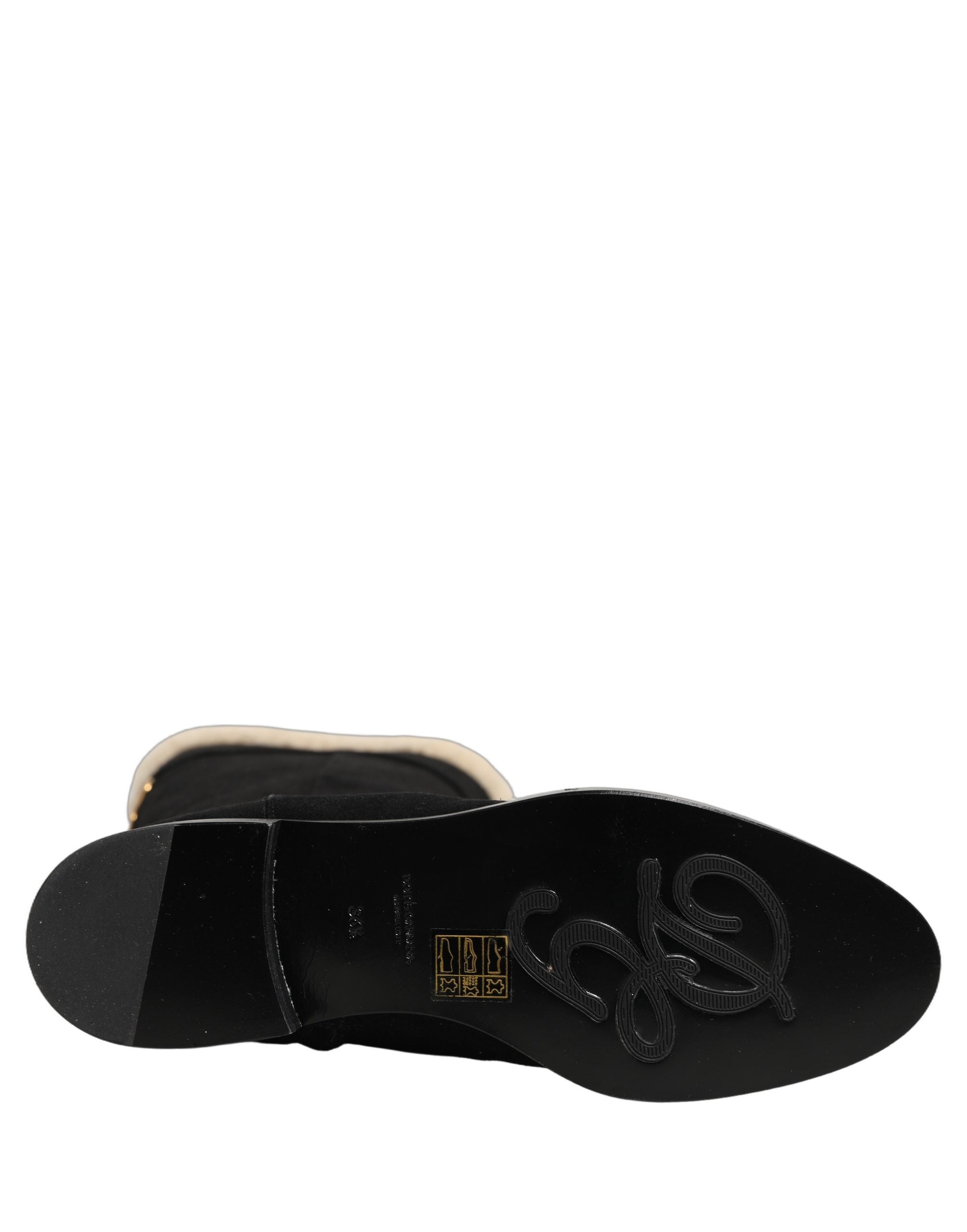 Dolce & Gabbana Botas Altas de Rodilla de Cuero y Ante Negro