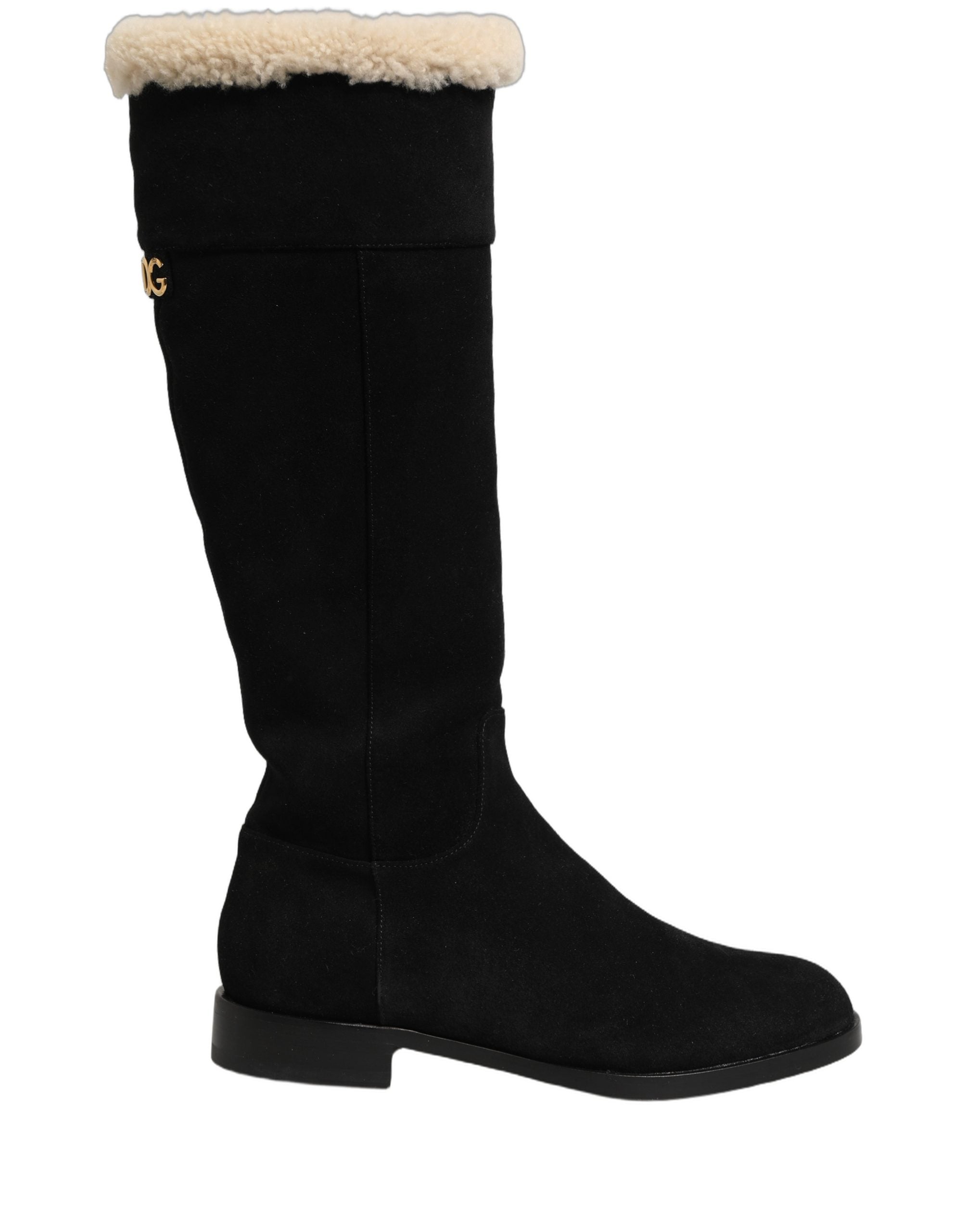 Dolce & Gabbana Botas Altas de Rodilla de Cuero y Ante Negro