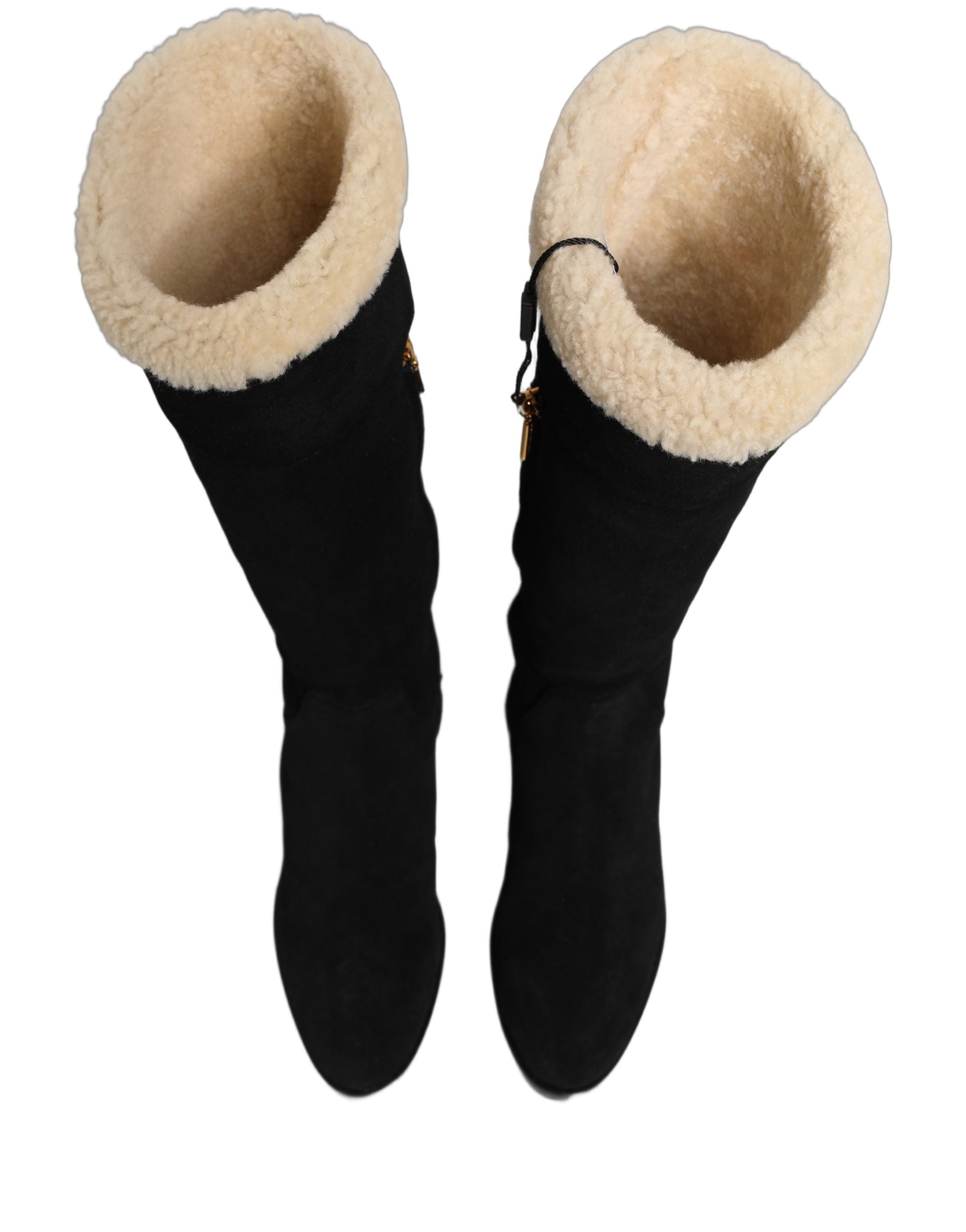 Dolce & Gabbana Botas Altas de Rodilla de Cuero y Ante Negro