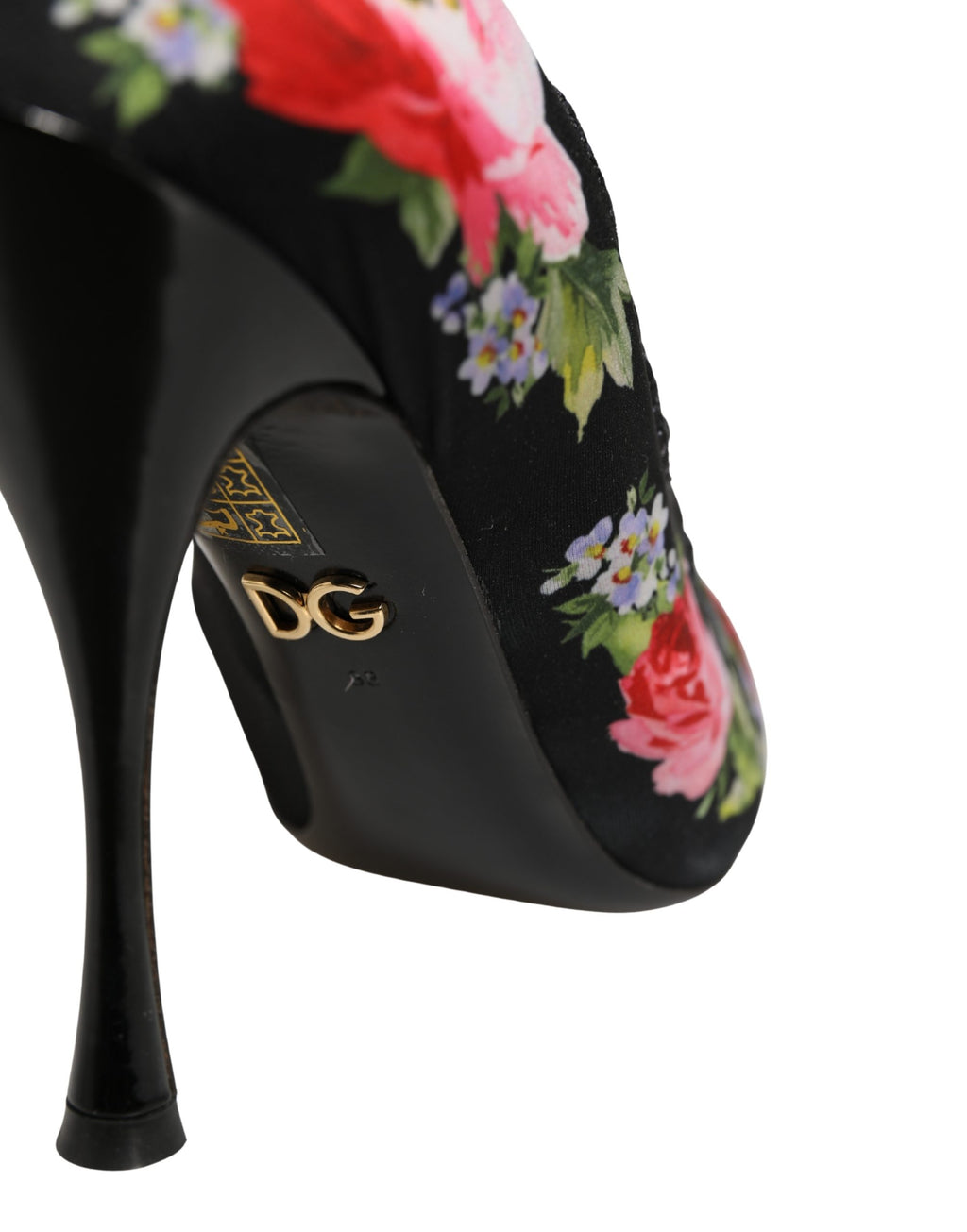 Dolce & Gabbana Black Floral Stiletto Mid Calf Boots Shoes