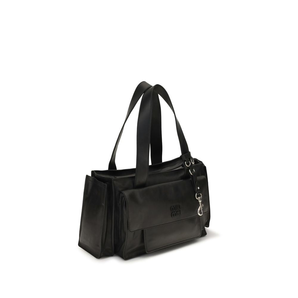 Bolso de hombro Miu Miu de piel de becerro marrón Bos Taurus