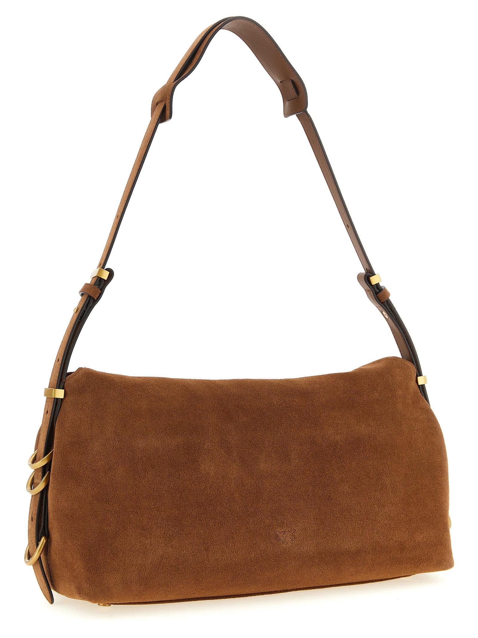 PINKO Bolso de hombro de piel de vaca marrón