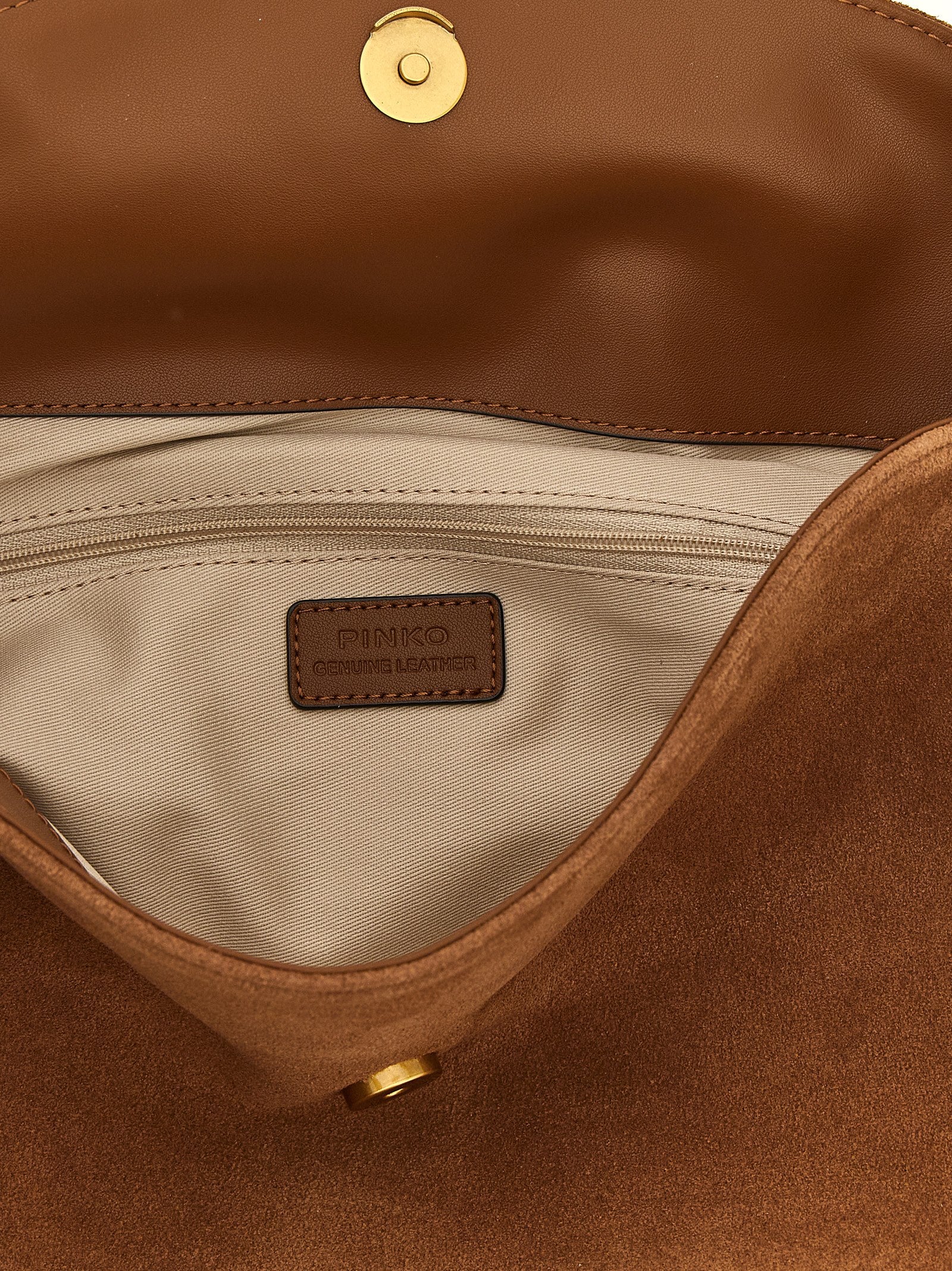 PINKO Bolso de hombro de piel de vaca marrón