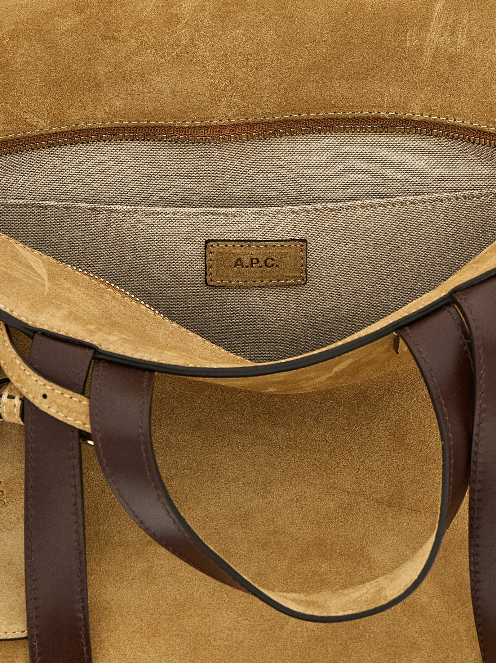 Bolso tote A.P.C. de piel de vaca marrón
