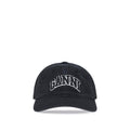 Gorra de algodón negra Ganni (gorra de béisbol)