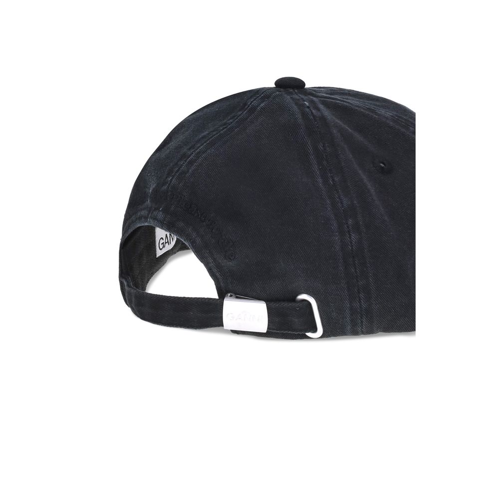 Gorra de algodón negra Ganni (gorra de béisbol)