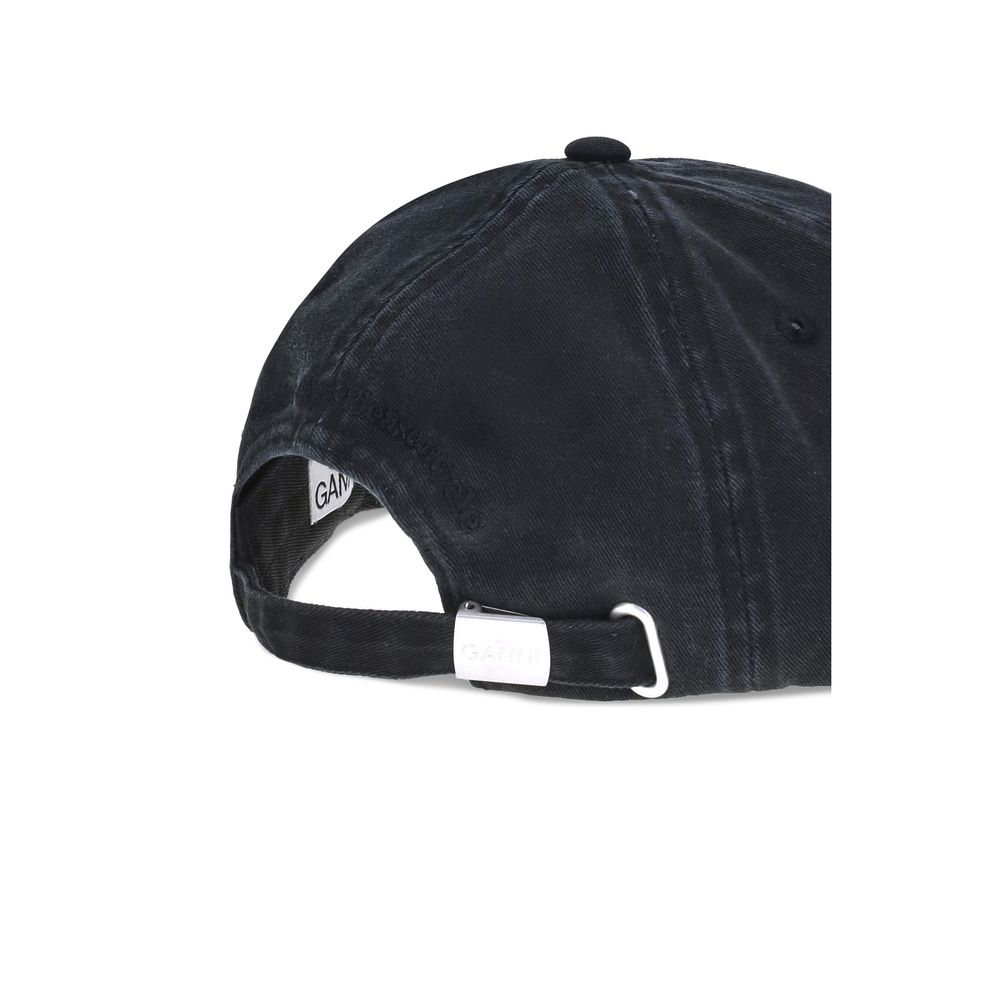 Gorra de algodón negra Ganni (gorra de béisbol)