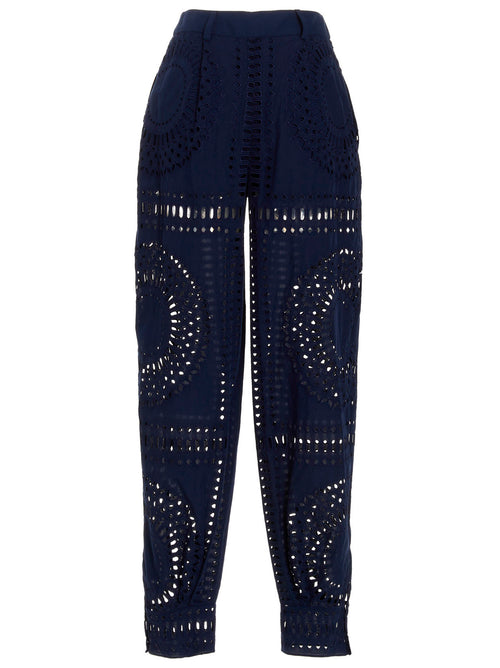 Pantalon décontracté en coton bleu Alberta Ferretti