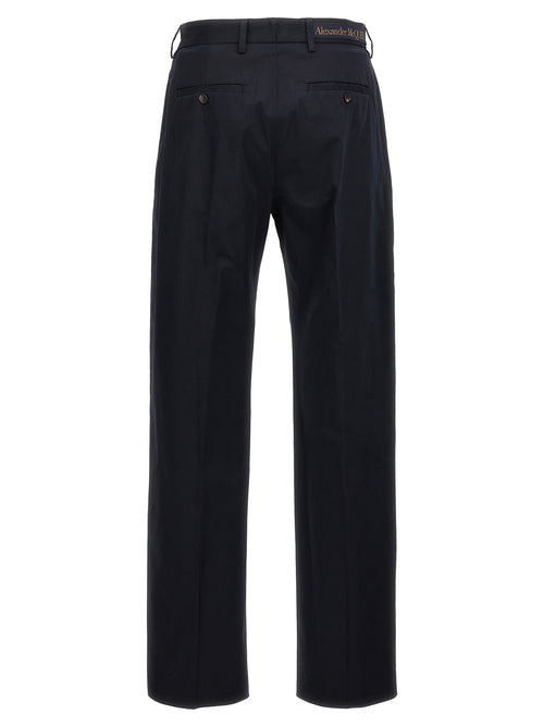Pantalon décontracté en coton bleu Alexander McQueen