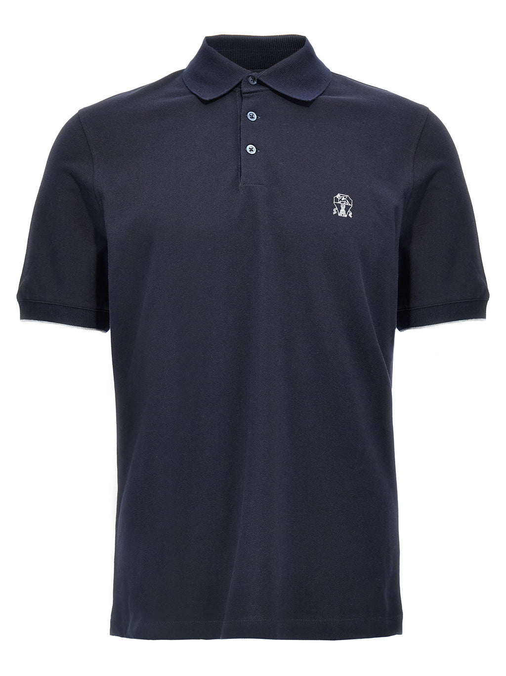 Polo azul de algodón de Brunello Cucinelli