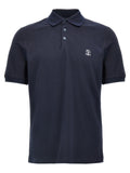 Polo azul de algodón de Brunello Cucinelli