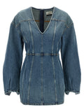 Haikure Blue Cotton Short Dress