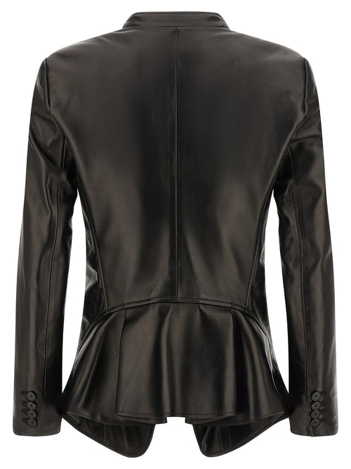 Blazer Alexander McQueen negro de piel de cordero