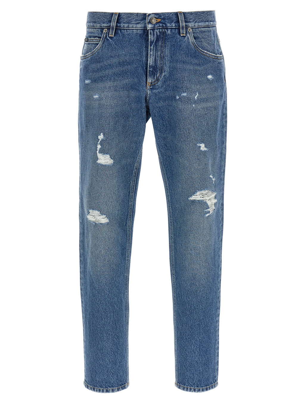 Jeans rectos de algodón azul Dolce & Gabbana