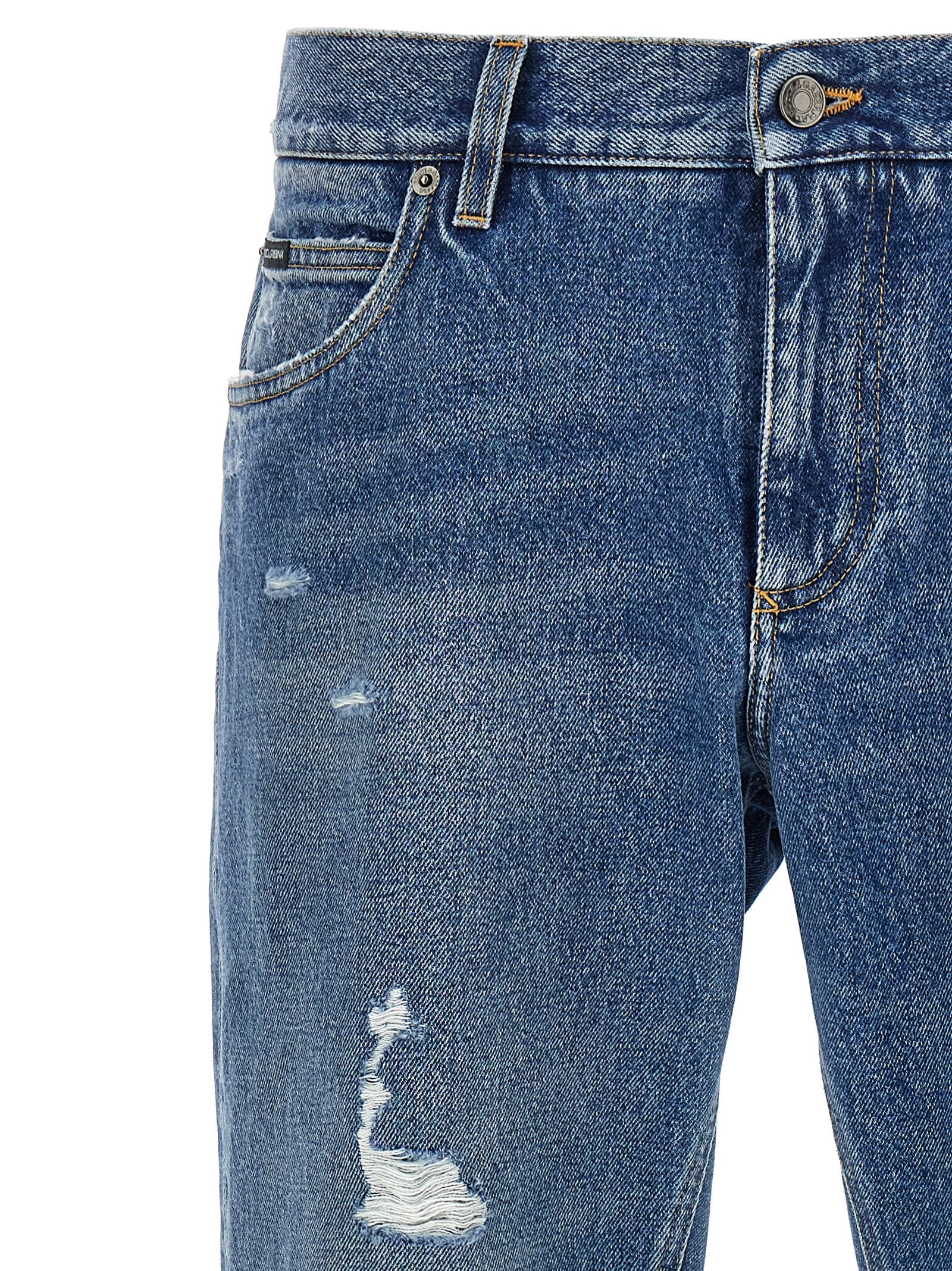 Jeans rectos de algodón azul Dolce & Gabbana