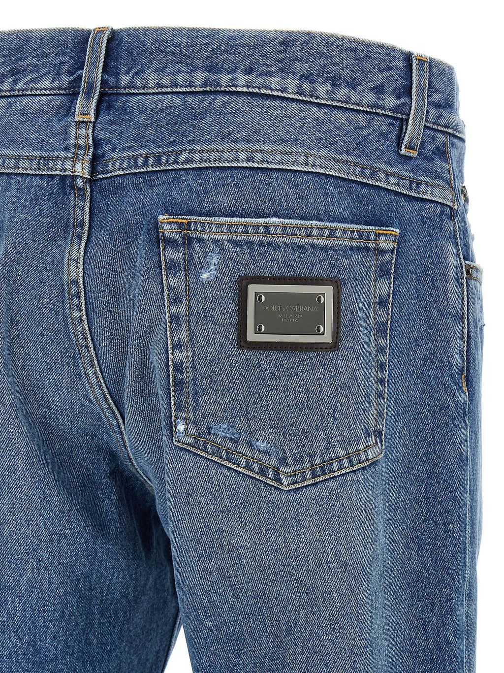 Jeans rectos de algodón azul Dolce & Gabbana