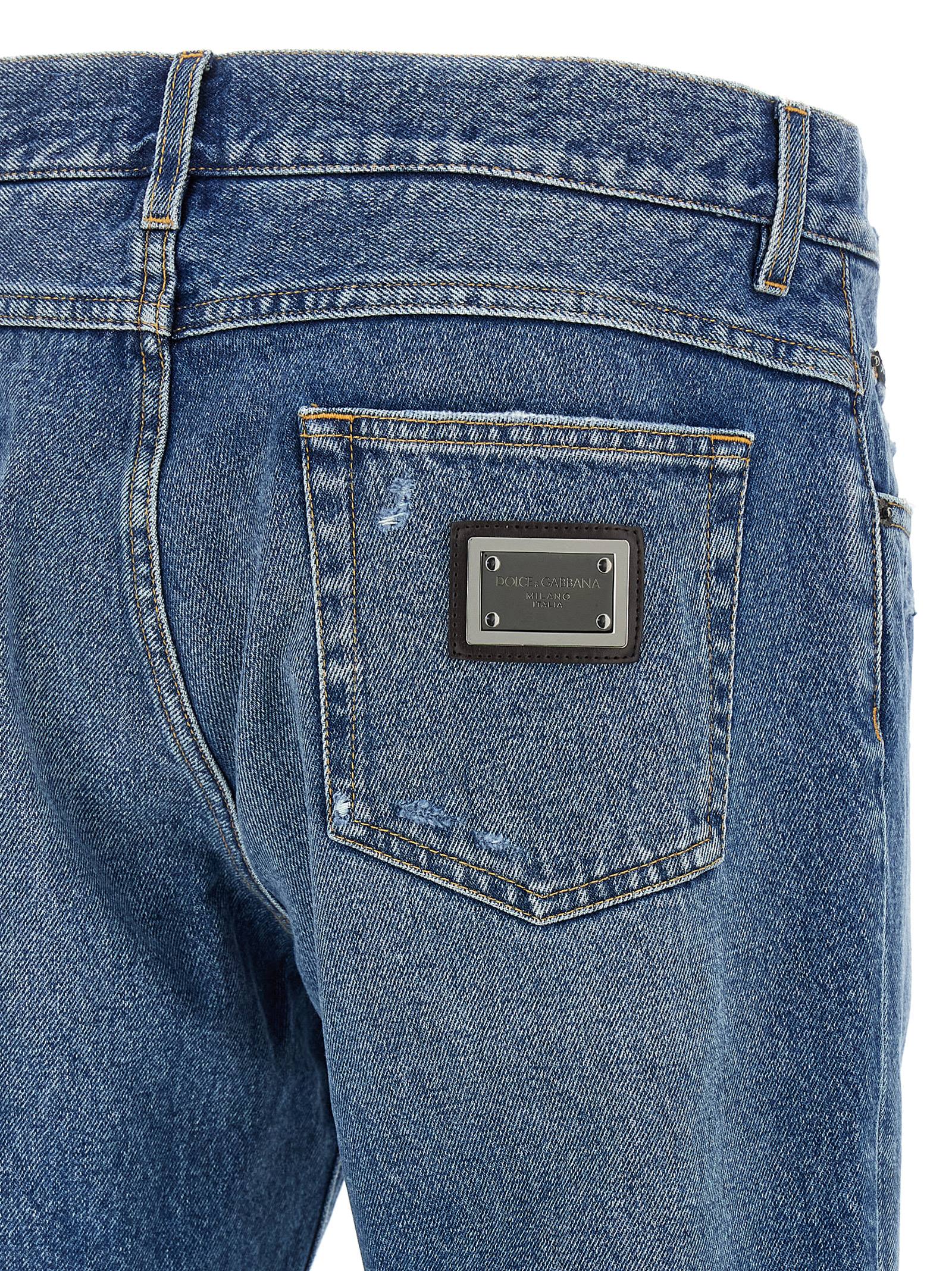 Jeans rectos de algodón azul Dolce & Gabbana