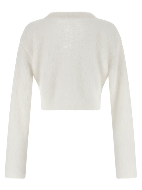Alessandra Rich White Wool Cardigan