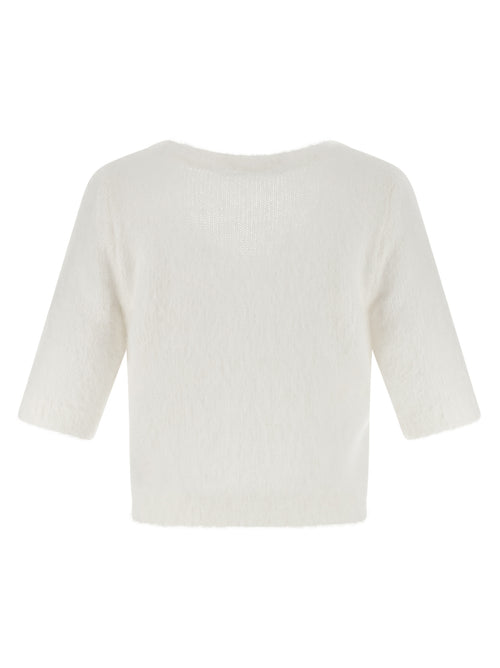 Alessandra Rich White Wool Cardigan